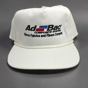 San Sun Trucker Hat Mens OSFA White Excellent Vintage Amoco Ad-Bac Rope Snapback